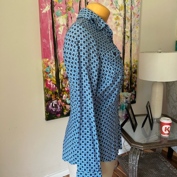 Ladies Van Husen Blouse. Blue/Navy/White. Fitted. BNWT. Sz M - Picture 4 of 6